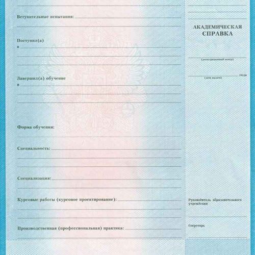 Академическая справка колледжа/техникума образца до 2014